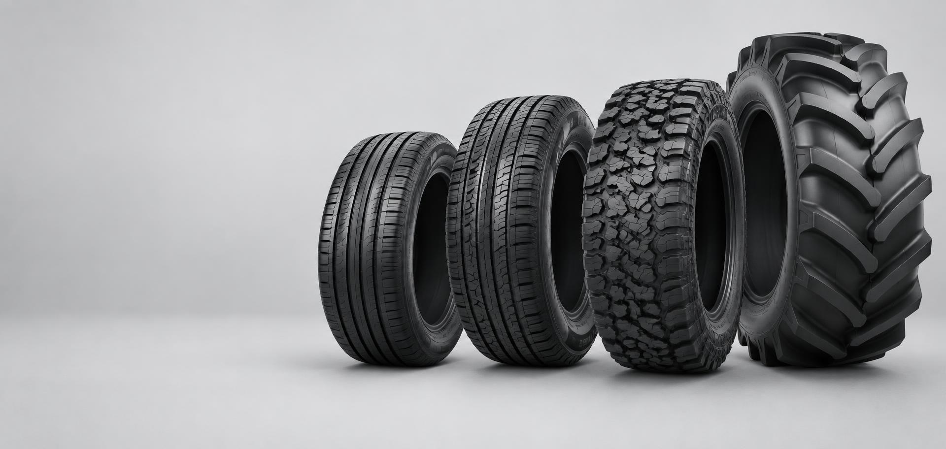 Linha de pneus novos para carros, SUVs e veículos de trabalho